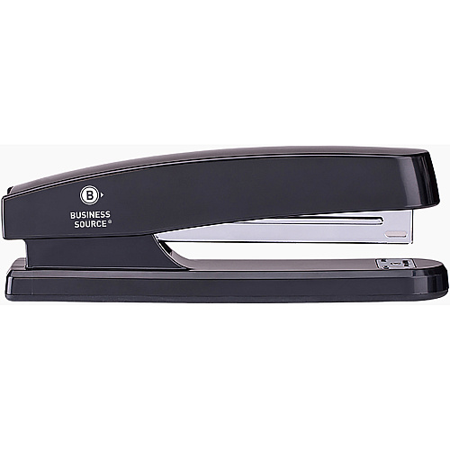 Business Source Full-strip Plastic Desktop Stapler Staples Upto 20 Sheet of 20lb Paper - Holds Upto 210 Staple - Full Strip - Staple Size: 0.25" - Black - Plastic, Metal - 1 Each (BSN62835)