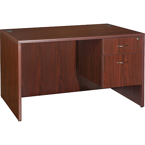 Lorell Essentials Series Rectangular Desk Shell 29.5" Height x 47.3" Width x 29.5" Depth x 1" Thickness - Finish: Laminate, Mahogany - Grommet, Modesty Panel, Cord Management, Adjustable Feet (LLR69902)