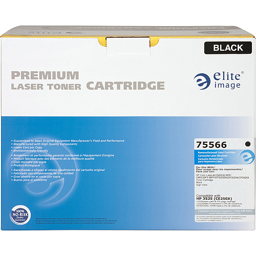 Elite Image Remanufactured Laser Toner Cartridge - Alternative for HP 504X (CE250X) - Black - 1 Each 10500 Pages (75566)