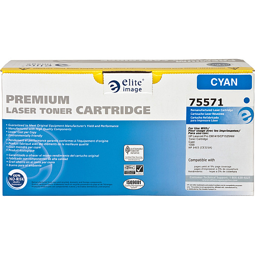 Elite Image Remanufactured Laser Toner Cartridge - Alternative for HP 128A (CE321A) - Cyan - 1 Each 1300 Pages (75571)