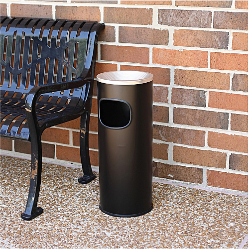 Genuine Joe Fire-safe 3-Gallon Ashtray Receptacle 3 gal Capacity - Removable Lid, Fire-Safe - Aluminum, Stainless Steel - Aluminum, Black - 1 Each (GJO58884)