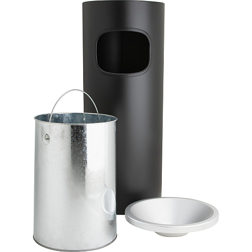 Genuine Joe Fire-safe 3-Gallon Ashtray Receptacle 3 gal Capacity - Removable Lid, Fire-Safe - Aluminum, Stainless Steel - Aluminum, Black - 1 Each (GJO58884)