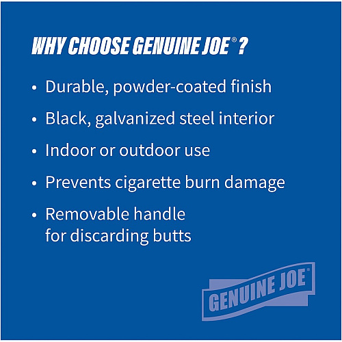 Genuine Joe 4.25 Gal Fire-safe Smoking Receptacle 4.25 gal Capacity - Powder Coated, Durable, Weather Resistant, Fire-Safe, Handle - 37" Height x 16" Width - Galvanized Steel - Black - 1 Each (GJO58891)