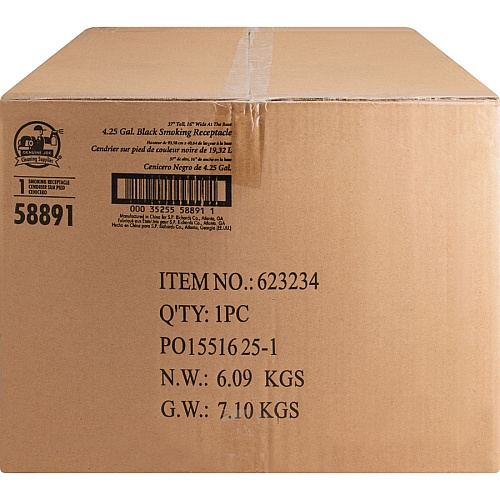 Genuine Joe 4.25 Gal Fire-safe Smoking Receptacle 4.25 gal Capacity - Powder Coated, Durable, Weather Resistant, Fire-Safe, Handle - 37" Height x 16" Width - Galvanized Steel - Black - 1 Each (GJO58891)