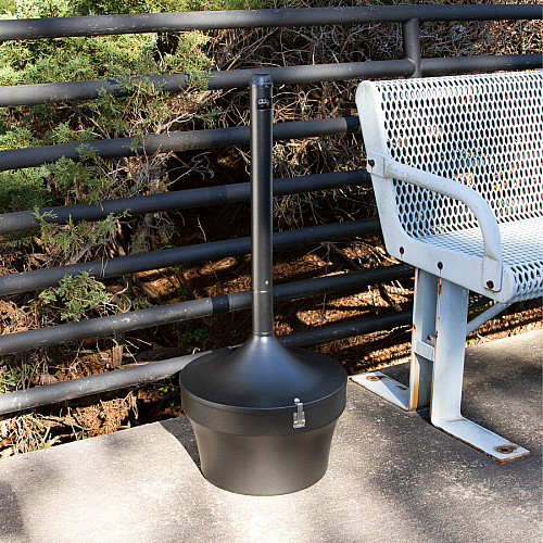 Genuine Joe 4.25 Gal Fire-safe Smoking Receptacle 4.25 gal Capacity - Powder Coated, Durable, Weather Resistant, Fire-Safe, Handle - 37" Height x 16" Width - Galvanized Steel - Black - 1 Each (GJO58891)