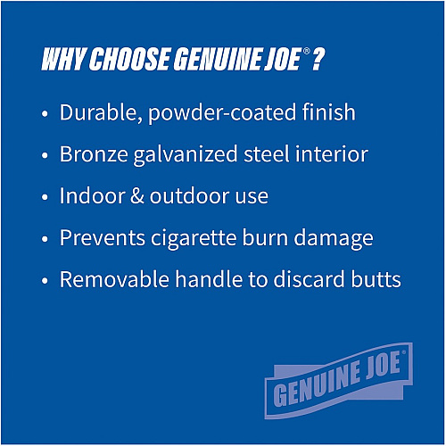Genuine Joe 4.25 Gal Fire-safe Smoking Receptacle 4.25 gal Capacity - Fire-Safe, Powder Coated, Weather Resistant, Handle, Sturdy, Durable, Long Lasting - 37" Height x 16" Width - Galvanized Steel - Bronze - 1 Each (GJO58892)