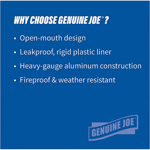 Genuine Joe Classic Cylinder 2-Piece Waste Receptacle 35 gal Capacity - Weather Resistant, Fire Proof, Leak Proof - 34" Height x 18" Diameter - Aluminum - Silver - 1 Each (GJO58893)