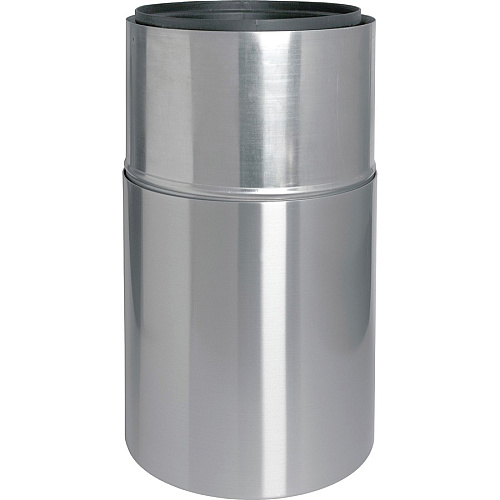 Genuine Joe Classic Cylinder 2-Piece Waste Receptacle 35 gal Capacity - Weather Resistant, Fire Proof, Leak Proof - 34" Height x 18" Diameter - Aluminum - Silver - 1 Each (GJO58893)