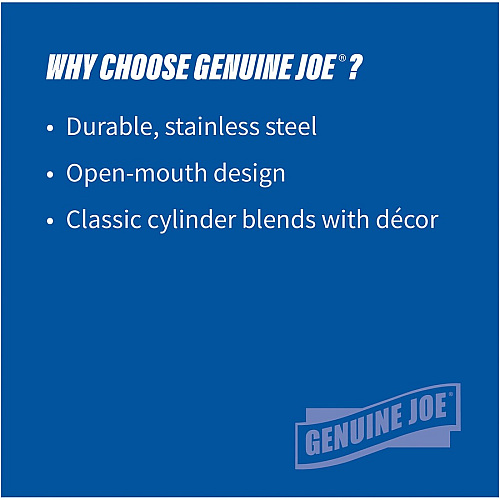 Genuine Joe 30 Gallon Stainless Steel Trash Receptacle 30 gal Capacity - Durable, Heavy Duty - 31.5" Height x 20" Diameter - Stainless Steel - Silver - 1 Each (GJO58895)