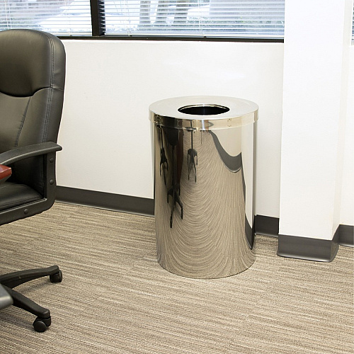 Genuine Joe 30 Gallon Stainless Steel Trash Receptacle 30 gal Capacity - Durable, Heavy Duty - 31.5" Height x 20" Diameter - Stainless Steel - Silver - 1 Each (GJO58895)