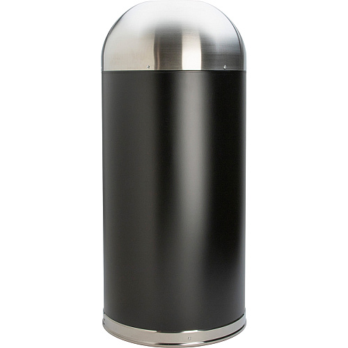 Genuine Joe 15 Gallon Dome Top Trash Receptacle 15 gal Capacity - Durable, Powder Coated, Easy to Clean - 40" Height x 16.5" Diameter - Stainless Steel - Black, Silver - 1 Each (GJO58896)