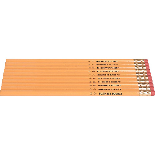 Business Source Woodcase No. 2 Pencils #2 - Yellow Wood Barrel - 1 Dozen (BSN37507)