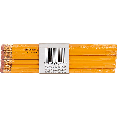 Business Source Woodcase No. 2 Pencils #2 - Yellow Wood Barrel - 1 Dozen (BSN37507)