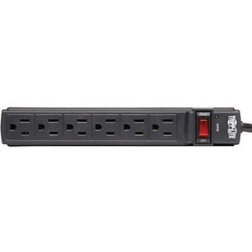 Tripp Lite by Eaton Protect It! 6-Outlet Surge Protector, 6 ft. Cord, 360 Joules, Diagnostic LED, Black Housing 6 x NEMA 5-15R - 1875 VA - 360 J - 125 V AC Input - 125 V AC Output - 6 ft (TLP6B)