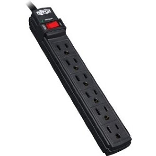 Tripp Lite by Eaton Protect It! 6-Outlet Surge Protector, 6 ft. Cord, 360 Joules, Diagnostic LED, Black Housing 6 x NEMA 5-15R - 1875 VA - 360 J - 125 V AC Input - 125 V AC Output - 6 ft (TLP6B)
