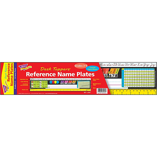 Trend Grades 3-5 Zaner-Bloser Desk Toppers Reference Name Plates Zaner-Bloser Cursive Alphabet Design - 18" Width x 3.8" Height - Sturdy, Durable - 36/Set - 1 Pack (T69403)