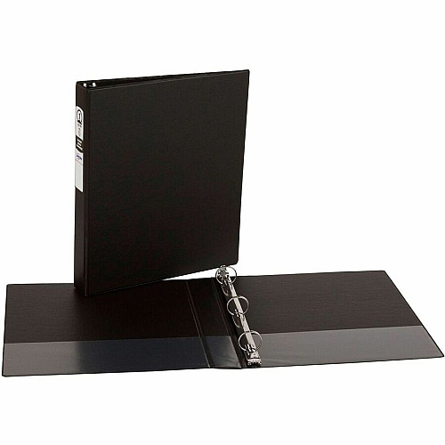 Avery&reg; Standard Binder, 1" Round Rings, Color May Vary 1" Binder Capacity - Letter - 8 1/2" x 11" Sheet Size - 175 Sheet Capacity - 1 2/5" Spine Width - 3 x 1" Ring - Fastener: Round Ring - Pocket: 2, Internal - Polypropylene - Black, Pacific  (11718)