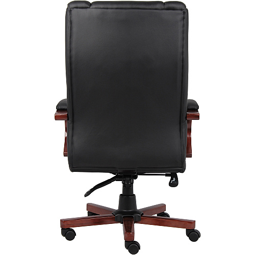 Boss CaressoftPlus High-Back Executive Chair Black Seat Color - Vinyl Seat Material - Black, Cherry Wood Frame Color - Wood Frame Material - 5-star Base - 1 Each (B8991C)