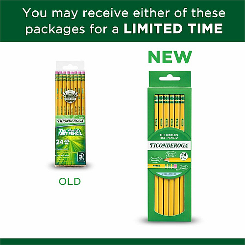 Ticonderoga Wood-Cased Pencils 2HB Lead - Yellow Barrel - 24 / Box (13924)
