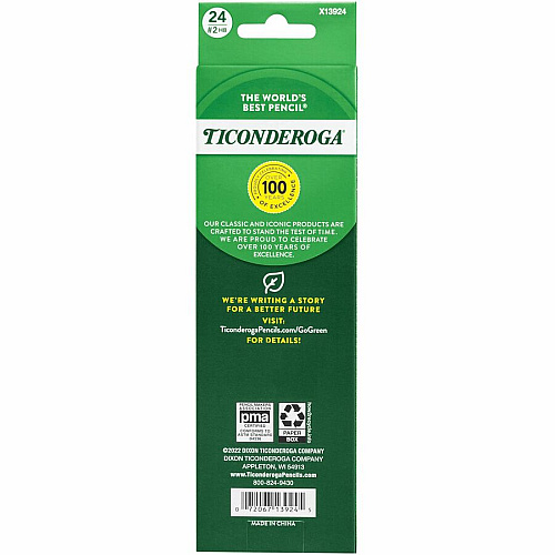 Ticonderoga Wood-Cased Pencils 2HB Lead - Yellow Barrel - 24 / Box (13924)