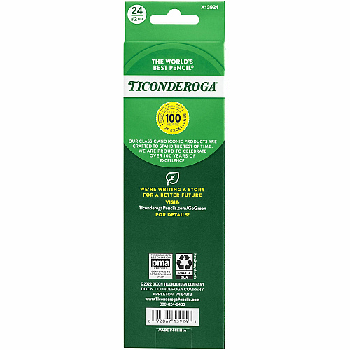 Ticonderoga Wood-Cased Pencils 2HB Lead - Yellow Barrel - 24 / Box (13924)