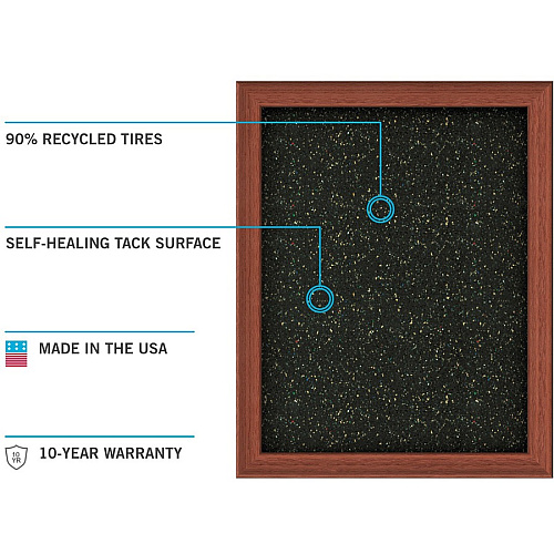Ghent Recycled Bulletin Board with Aluminum Frame 48" Board Height x 10 ft Board Width - Black Rubber Surface - Washable, Recyclable, Easy to Clean, Textured Surface, Self-healing, Durable, Tackable, Colorfast, Stain Resistant, Fade Resistant,  (ATR410BK)