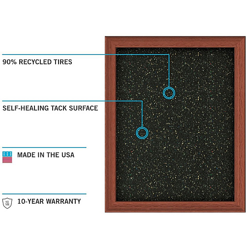 Ghent Recycled Bulletin Board with Aluminum Frame 36" Board Height x 60" Board Width - Black Rubber Surface - Recyclable, Washable, Easy to Clean, Textured Surface, Self-healing, Durable, Tackable, Colorfast, Stain Resistant, Fade Resistant, Eco (ATR35BK)