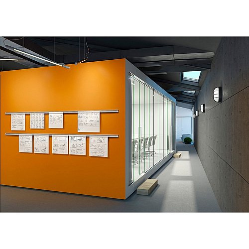 Ghent Display Rail Silver Surface - Tear Resistant, Damage Resistant, Flexible, Clear Front - Gray Frame - 1 Each - TAA Compliant (H186)