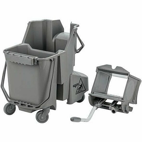 Unger SmartColor Dual-Compartment Mop Bucket 7.93 gal - Light Weight, Ergonomic Design, Caster, Comfortable - Plastic - Black - 1 / Carton (COMBG)