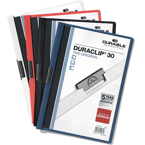DURABLE&reg; DURACLIP&reg; Report Cover 8 1/2" x 11" - 30 Sheets Capacity - Vinyl, Steel - Black - 1 Each (220301)