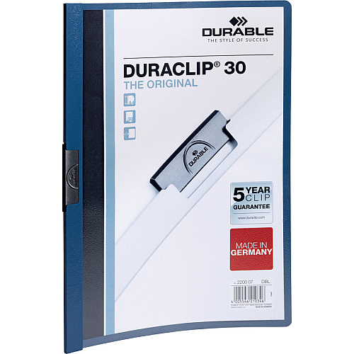 DURABLE&reg; DURACLIP&reg; Report Cover 8 1/2" x 11" - 30 Sheets Capacity - Vinyl, Steel - 1 Each (220307)