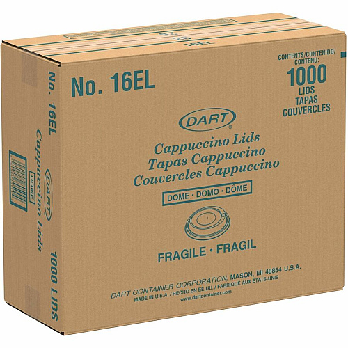 Dart Cappuccino Domed Lid Dome - Plastic - White - 100/Bag - 10 / Carton (16EL)