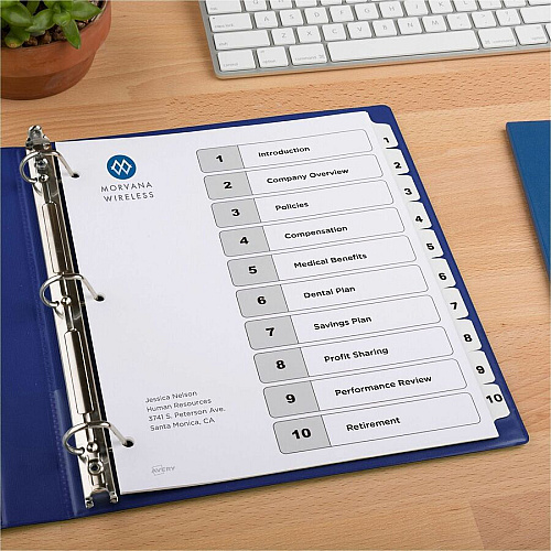 Avery Dividers, 10 Tabs, Ready Index 30 x Divider(s) - 30 Tab(s) - Digit - 1-10 - 10 Tab(s)/Set - 8.5" Divider Width x 11" Divider Length - 3 Hole Punched - White Paper Divider - White Paper Tab(s) - 0% - Hole-punched, Printable, Hole Re (3 Sets of 11077)