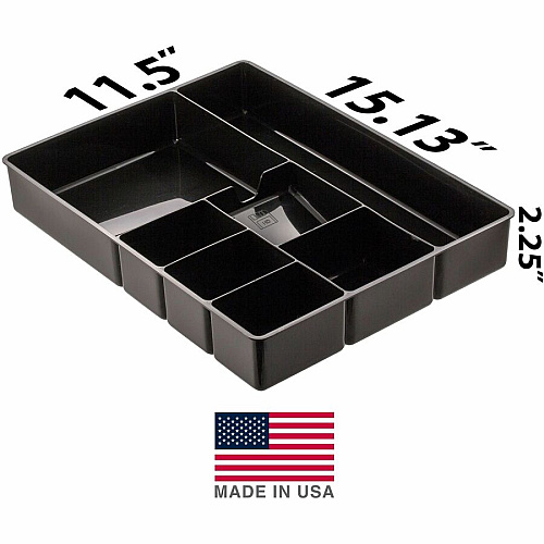 Officemate Deep Desk Drawer Tray 7 Compartment(s) - 2.25" Height x 11.50" Width x 15.13" Length - Black - 1 Each (21322)