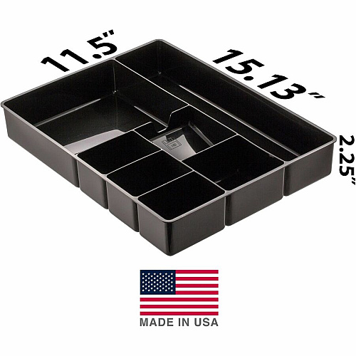 Officemate Deep Desk Drawer Tray 7 Compartment(s) - 2.25" Height x 11.50" Width x 15.13" Length - Black - 1 Each (21322)