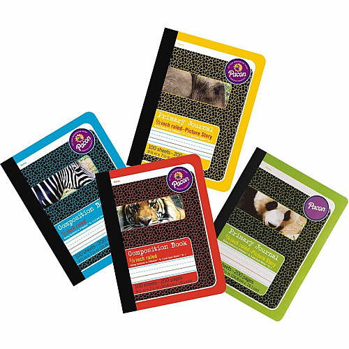 Pacon Primary Journal Dotted Midline Comp Book 100 Sheets - 0.63" Ruled - 7 1/2" x 9 3/4" Sheet Size - White Paper - Red Cover - 1 Each (2427)