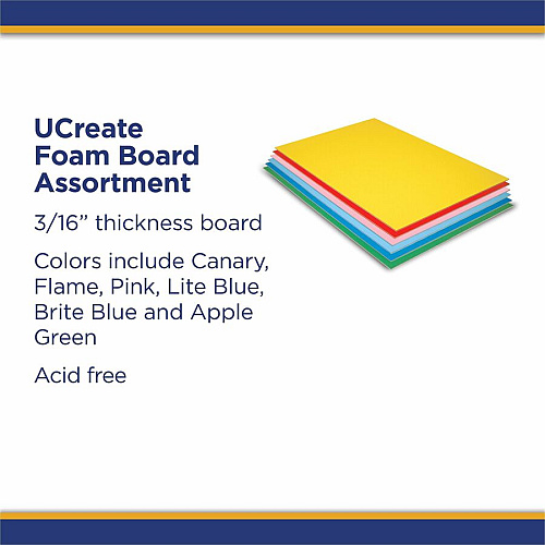 UCreate Economy Foam Boards 30" Height x 20" Width x 187 mil Thickness - Assorted - Foam - 12 / Carton (5512)