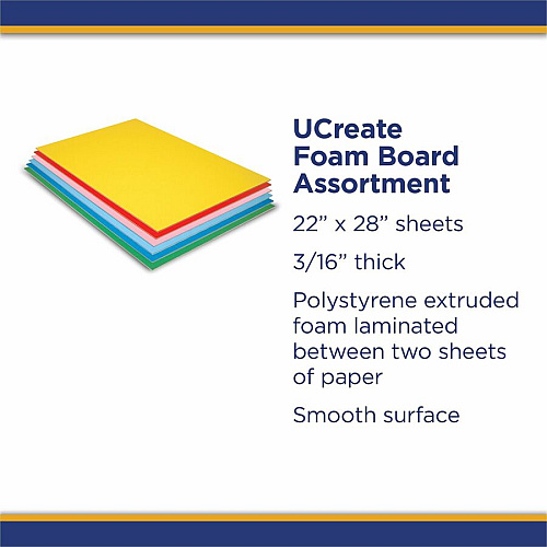 UCreate Economy Foam Boards 30" Height x 20" Width x 187 mil Thickness - Assorted - Foam - 12 / Carton (5512)
