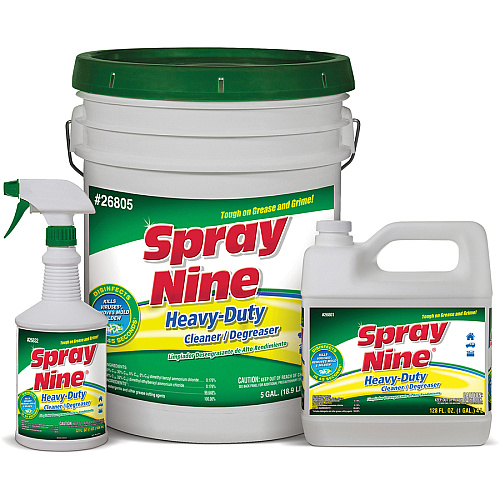 Spray Nine Heavy-Duty Cleaner/Degreaser w/Disinfectant 32 fl oz (1 quart) - Disinfectant, Water Based, Petroleum Free, Antibacterial - Clear Bottle - 1 Each (26832)