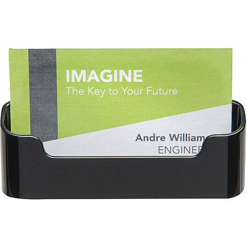 Deflecto Single Business Card Holder 1.8" Height x 3.9" Width x 1.4" Depth - Plastic - Black - 1 Each (90104)