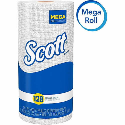 Scott&reg; Kitchen Paper Towels, 1-Ply, 128 Sheet, 1 Roll 1 Ply - 11" Width x 8.78" Length - 128 Sheets/Roll - 4.90" Roll Diameter - White - 1 Roll (41482)
