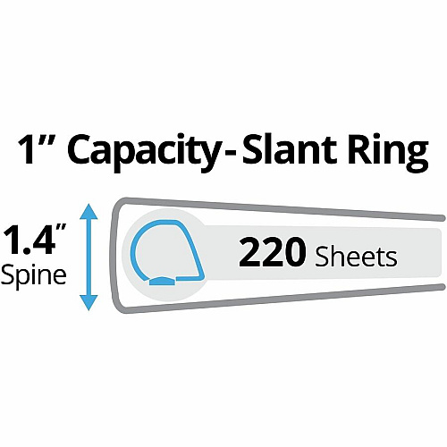 Avery Heavy-Duty View Binder 1" Binder Capacity - Letter - 8 1/2" x 11" Sheet Size - 250 Sheet Capacity - 1 2/5" Spine Width - 3 x 1" Ring - Fastener: Slant Ring - Pocket: 4, Internal - Polypropylene - Black, Pacific Blue, Red, White, Yellow - Adh (79830)