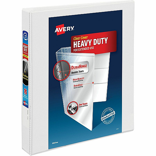 Avery Heavy-Duty View Binder 1" Binder Capacity - Letter - 8 1/2" x 11" Sheet Size - 250 Sheet Capacity - 1 2/5" Spine Width - 3 x 1" Ring - Fastener: Slant Ring - Pocket: 4, Internal - Polypropylene - Black, Pacific Blue, Red, White, Yellow - Adh (79830)