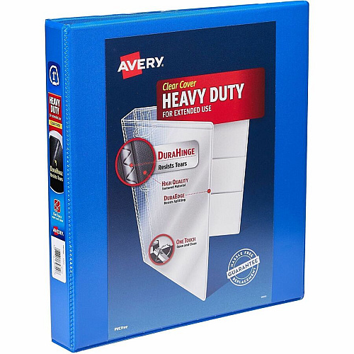 Avery Heavy-Duty View Binder 1" Binder Capacity - Letter - 8 1/2" x 11" Sheet Size - 250 Sheet Capacity - 1 2/5" Spine Width - 3 x 1" Ring - Fastener: Slant Ring - Pocket: 4, Internal - Polypropylene - Black, Pacific Blue, Red, White, Yellow - Adh (79830)