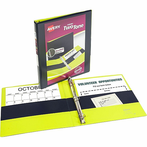 Avery 1/2" Two-Tone View 3-Ring Binder With Pockets 1/2" Binder Capacity - Letter - 8 1/2" x 11" Sheet Size - 135 Sheet Capacity - 45/64" Spine Width - 135 x 0.50" Ring - Fastener: Slant Ring - Pocket: 4, Internal - Polypropylene - Black, Blush, P (17241)