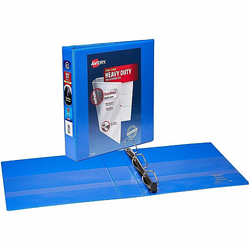 Avery Heavy-Duty View Binder 1 1/2" Binder Capacity - Letter - 8 1/2" x 11" Sheet Size - 375 Sheet Capacity - 2 1/10" Spine Width - 3 x 1.50" Ring - Fastener: Slant Ring - Pocket: 4, Internal - Polypropylene - Black, White, Pacific Blue, Yellow, R (79831)