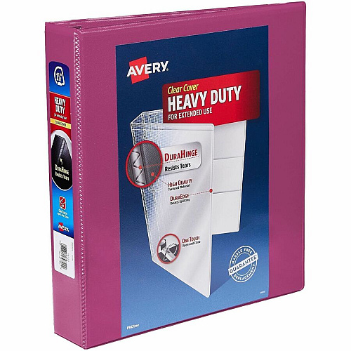 Avery Heavy-Duty View Binder 1 1/2" Binder Capacity - Letter - 8 1/2" x 11" Sheet Size - 375 Sheet Capacity - 2 1/10" Spine Width - 3 x 1.50" Ring - Fastener: Slant Ring - Pocket: 4, Internal - Polypropylene - Black, White, Pacific Blue, Yellow, R (79831)