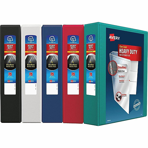 Avery Heavy-Duty View Binder 1 1/2" Binder Capacity - Letter - 8 1/2" x 11" Sheet Size - 375 Sheet Capacity - 2 1/10" Spine Width - 3 x 1.50" Ring - Fastener: Slant Ring - Pocket: 4, Internal - Polypropylene - Black, White, Pacific Blue, Yellow, R (79831)