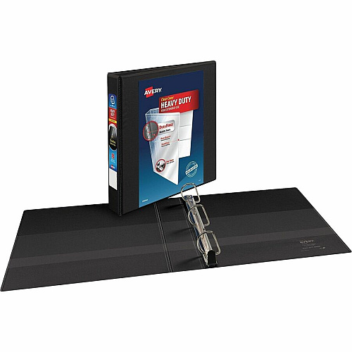 Avery Heavy-Duty View Binder 1 1/2" Binder Capacity - Letter - 8 1/2" x 11" Sheet Size - 375 Sheet Capacity - 2 1/10" Spine Width - 3 x 1.50" Ring - Fastener: Slant Ring - Pocket: 4, Internal - Polypropylene - Black, White, Pacific Blue, Yellow, R (79831)