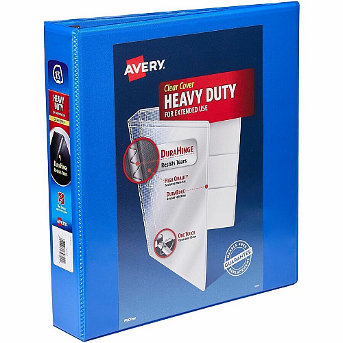 Avery Heavy-Duty View Binder 1 1/2" Binder Capacity - Letter - 8 1/2" x 11" Sheet Size - 375 Sheet Capacity - 2 1/10" Spine Width - 3 x 1.50" Ring - Fastener: Slant Ring - Pocket: 4, Internal - Polypropylene - Black, White, Pacific Blue, Yellow, R (79831)